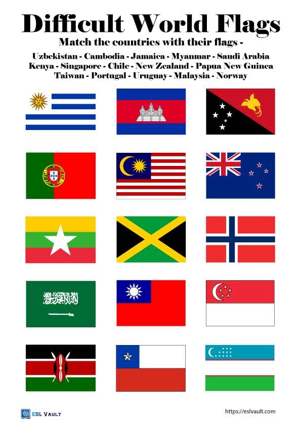 difficult world flags worksheet