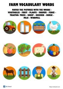 farm vocabulary words esl worksheet