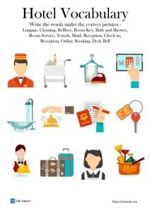 hotel vocabulary matching worksheet