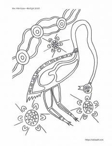 aboriginal art colouring pages - brolga bird