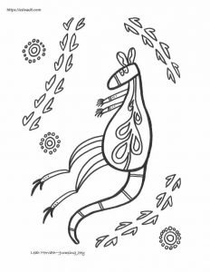 aboriginal art colouring pages - kangaroo design