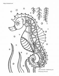 aboriginal art colouring pages - seahorse
