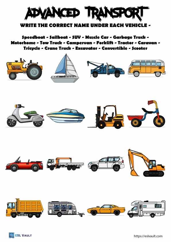 means of transport vocabulary advanced