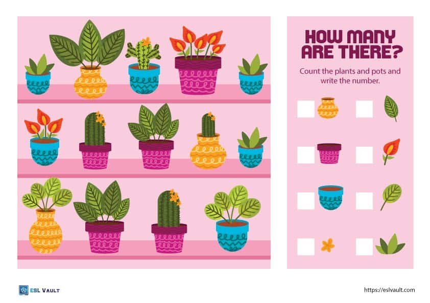 plants 1 to 10 counting worksheet