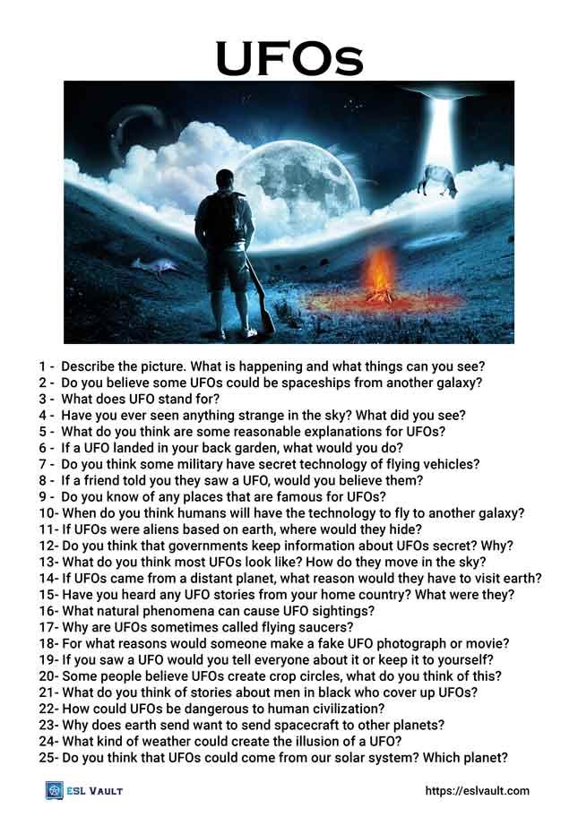ufo conversation questions for ESL