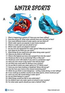 water sports conversation questions for ESL