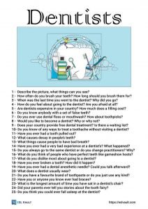 dentist conversation questions for ESL