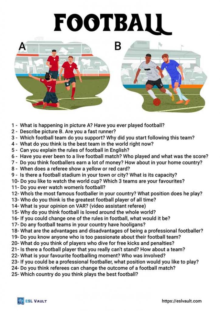 25 football conversation questions ESL Vault