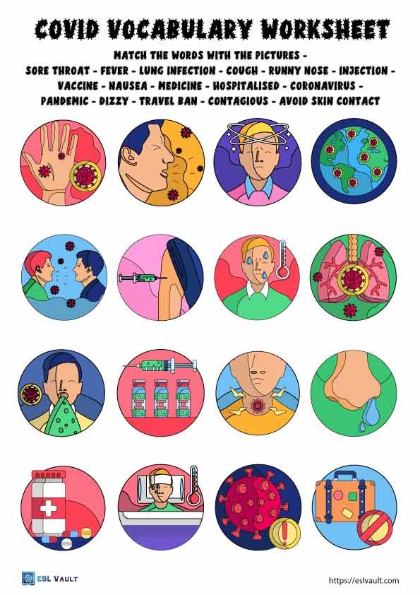 covid vocabulary worksheet for English classes