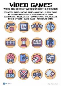 esl video games vocabulary worksheet