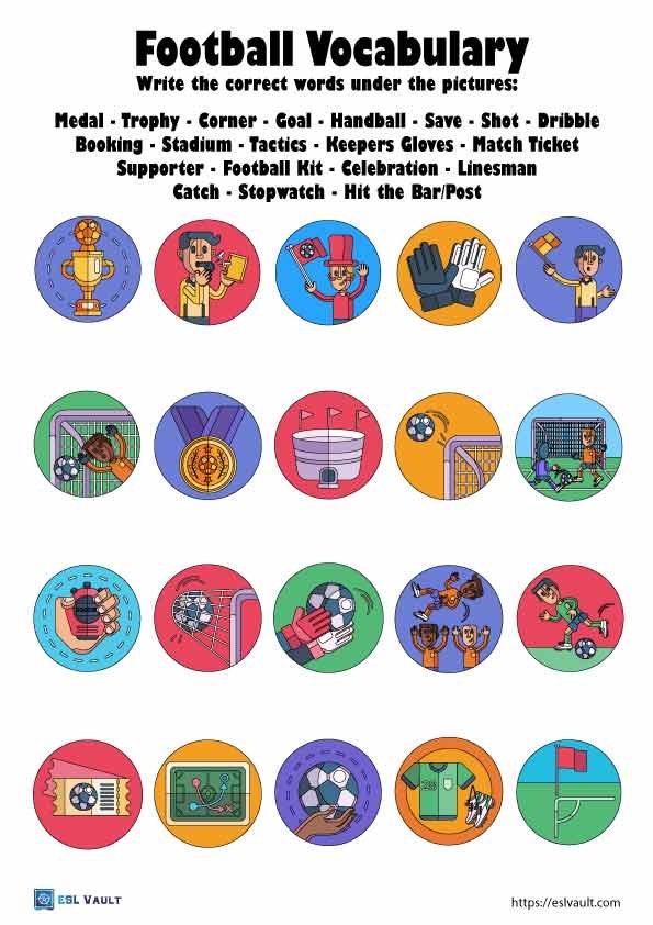 football vocaulary worksheet free pdf 2