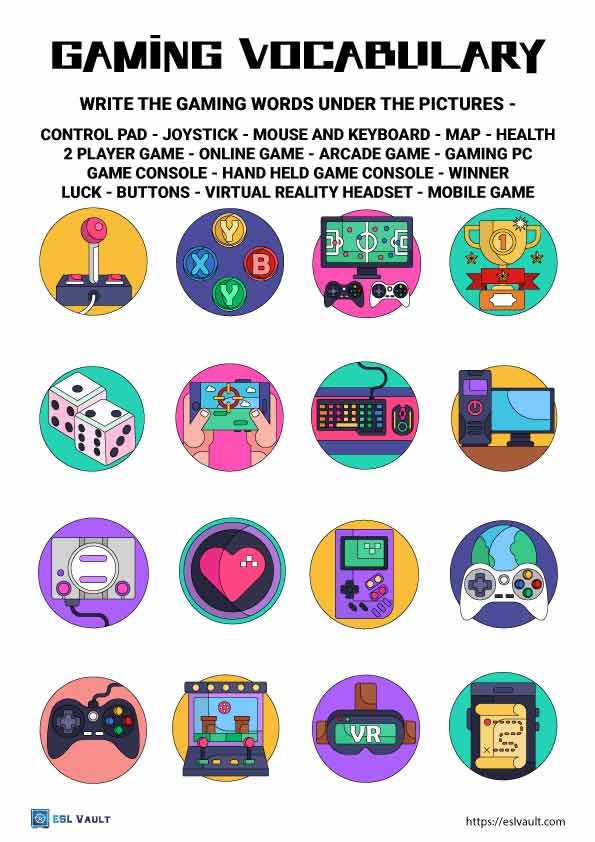 gaming vocabulary worksheet