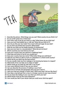 tea conversation questions for English study