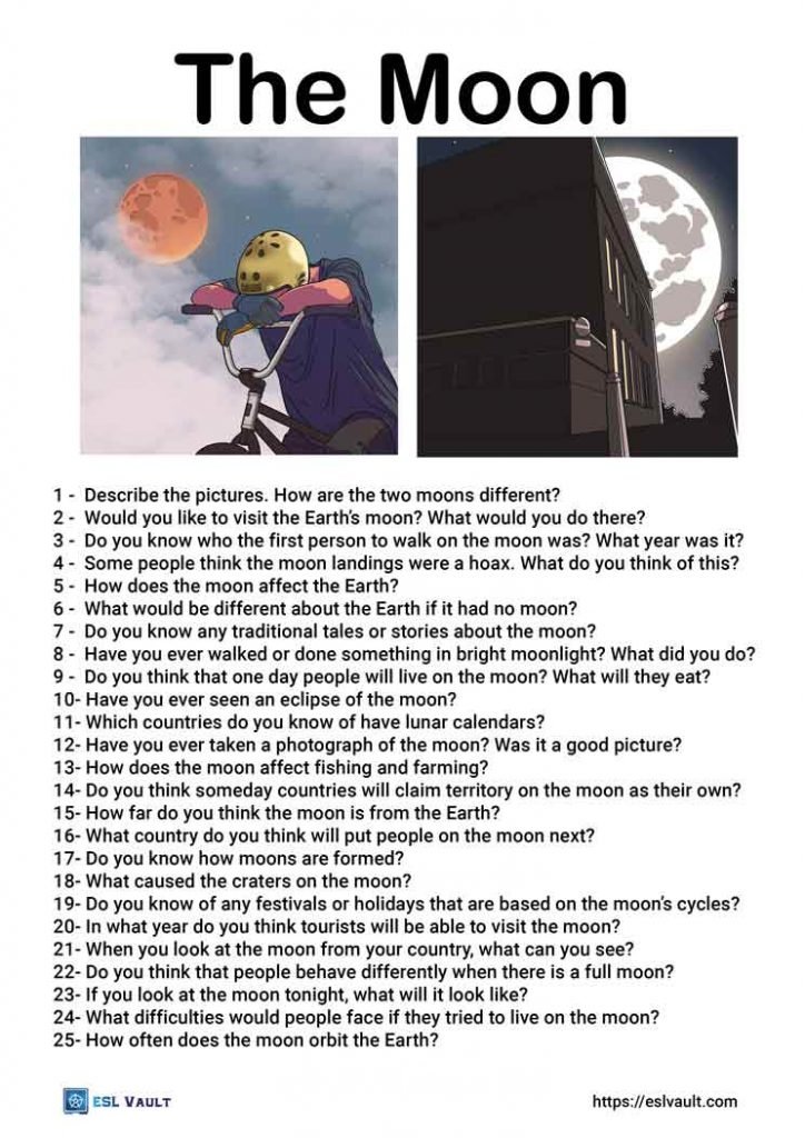 moon conversation questions for ESL