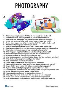 photography conversation questions for ESL