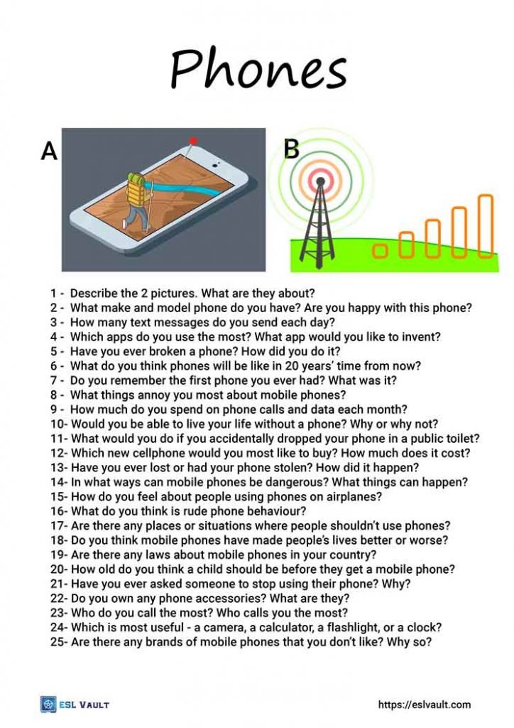 phone conversation questions for ESL