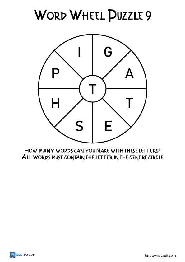 17 free word wheel puzzle printables esl vault