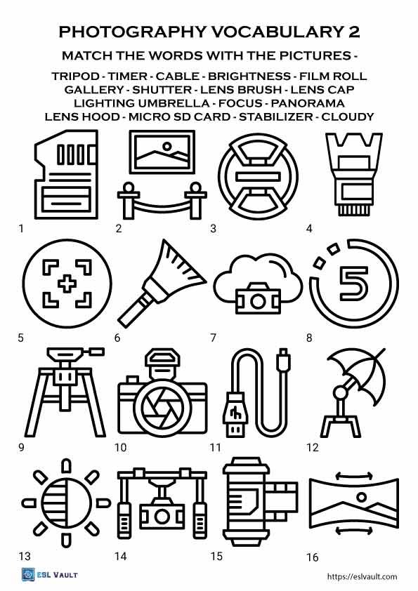 photography vocabulary worksheet 2