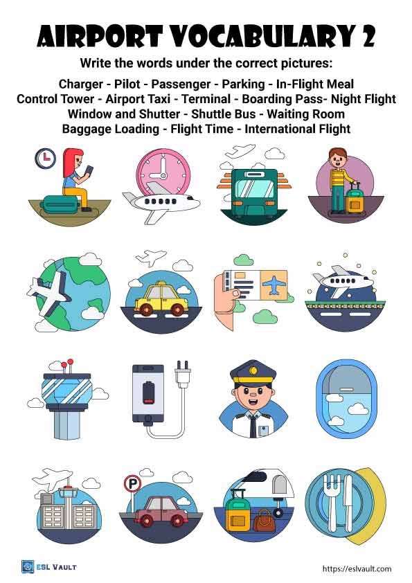 airport vocabulary with pictures worksheet 2