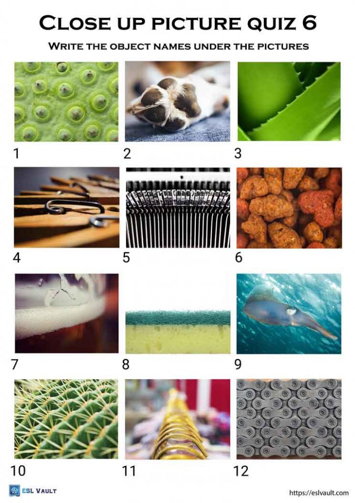 Guess The Object Picture Quiz Printable