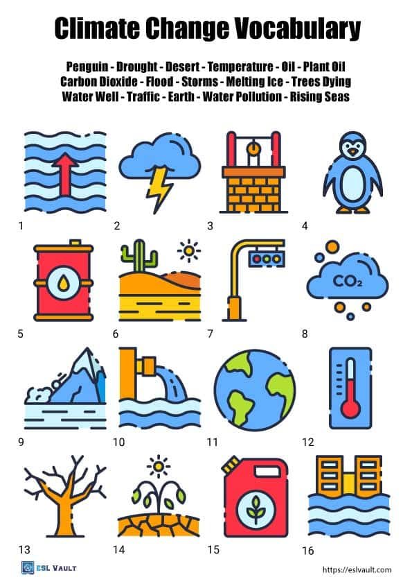 climate change vocabulary worksheet for ESL