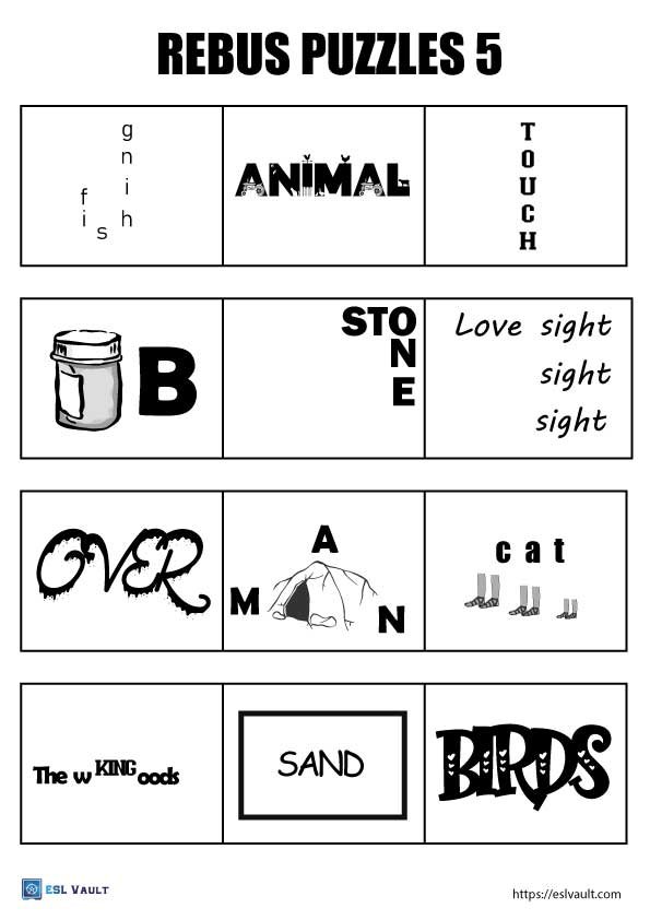 rebus puzzle worksheet printable 5