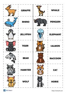 97 animals esl puzzle sheet 1