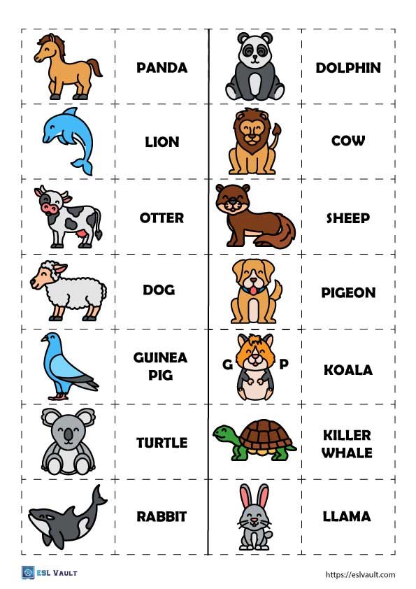 97 animals esl puzzle printable sheet 2