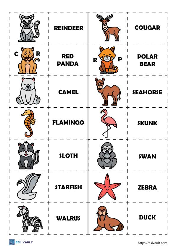 97 animals esl puzzle free printable sheet 4