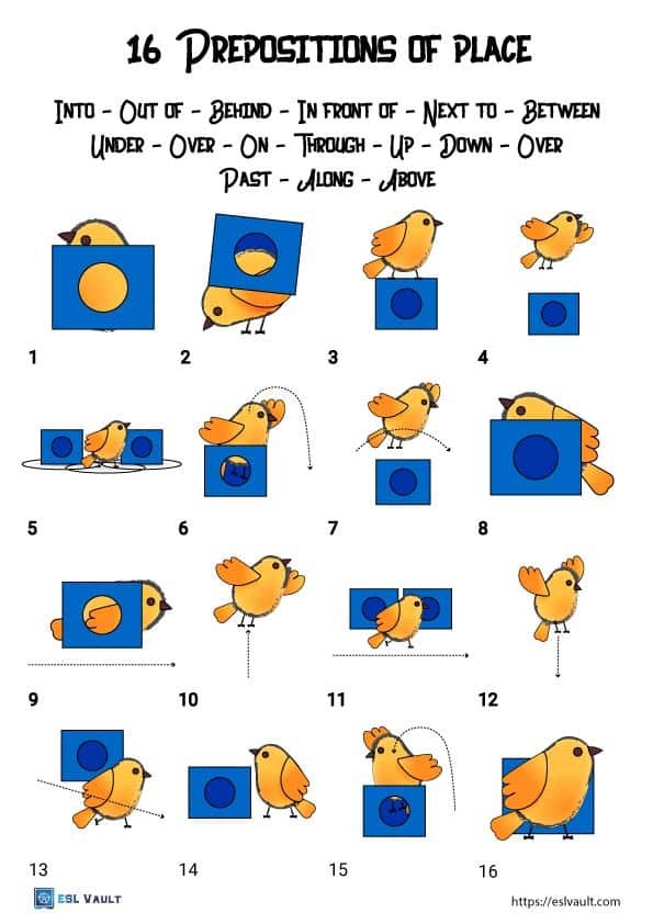 16 prepositions of place worksheet