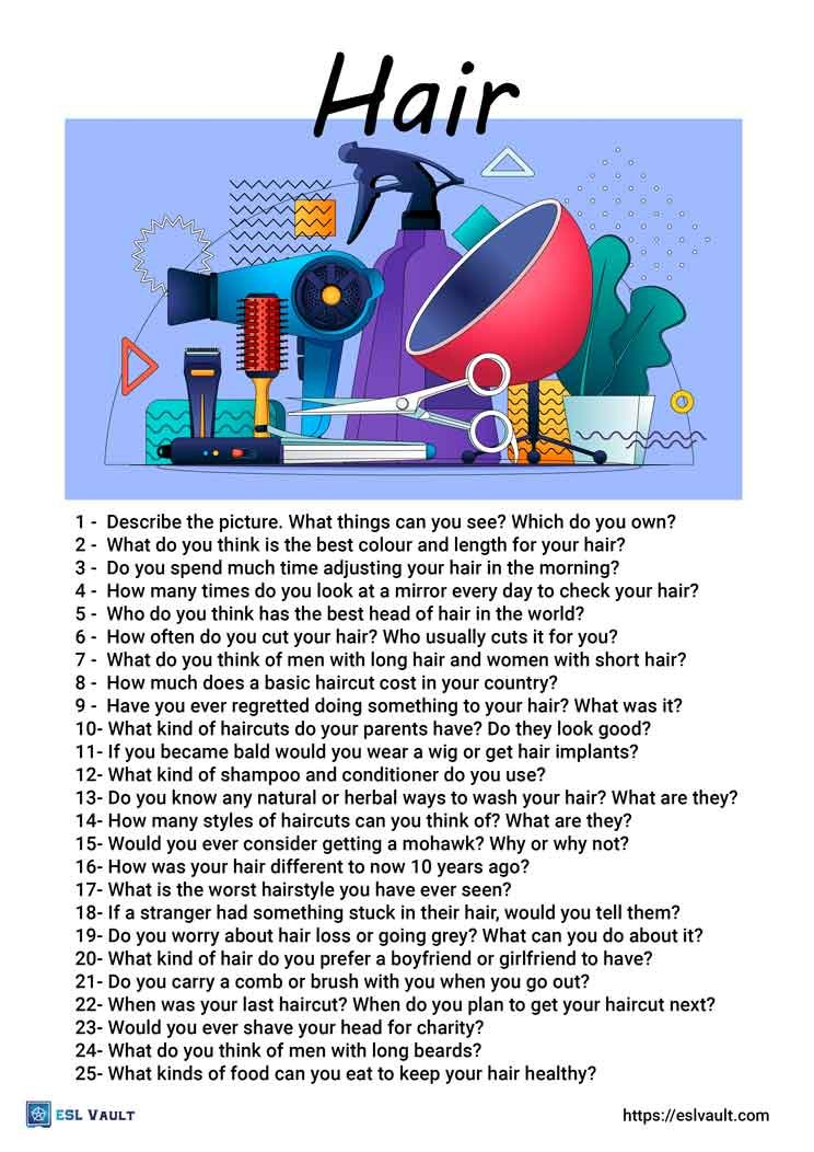 25 hair conversation questions - ESL Vault