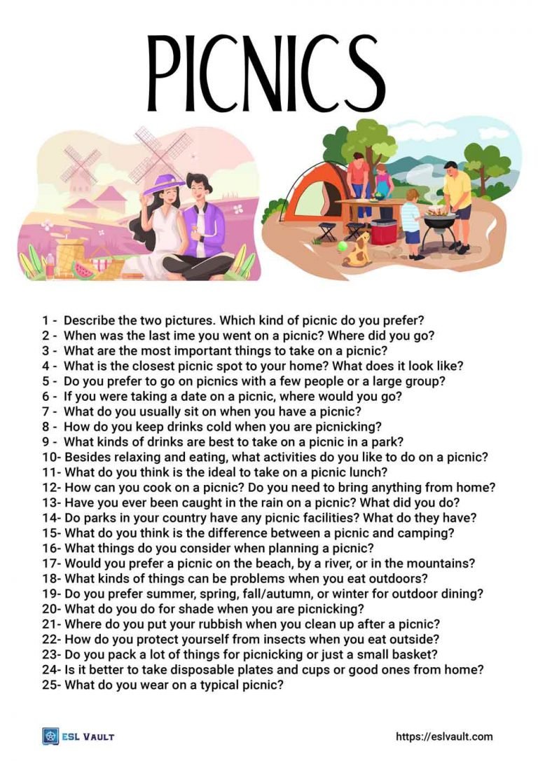 25 fun picnic conversation questions ESL Vault