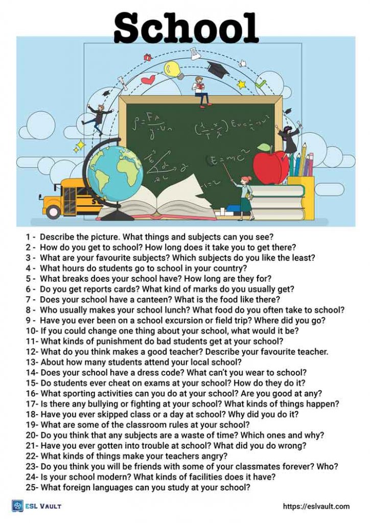 25 School Conversation Questions ESL Vault