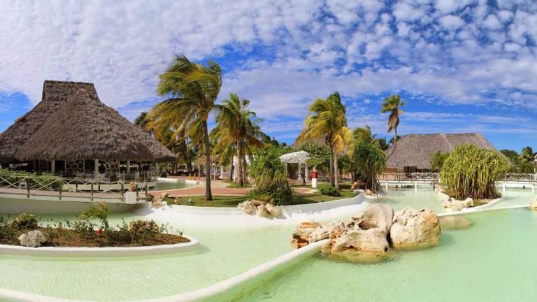 tropical hotel with a pool