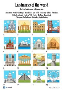 ESL world landmarks worksheet