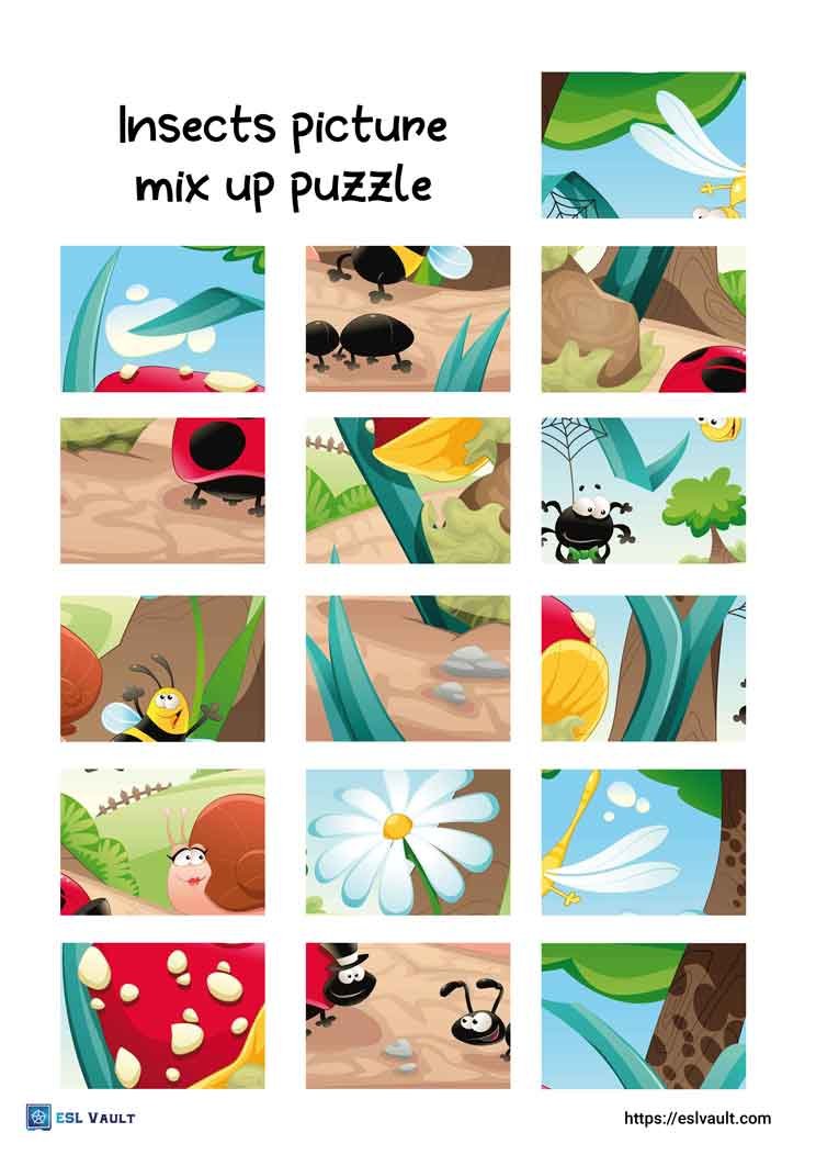 insects picture mix up puzzle printable