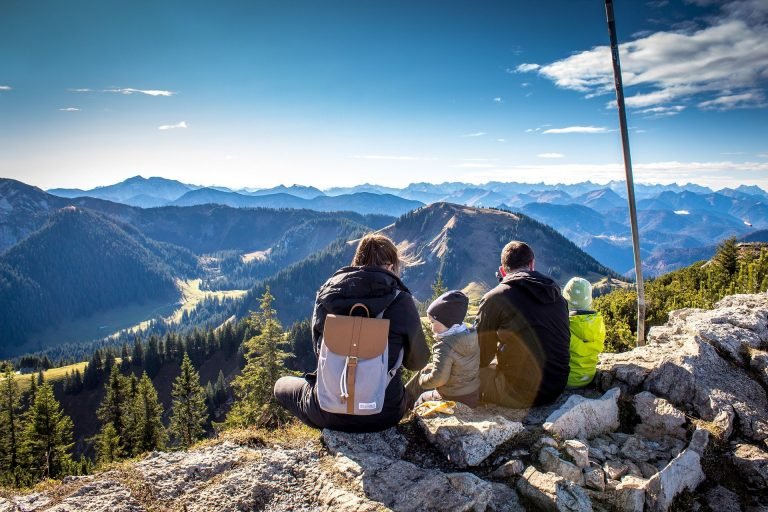 a family picnic in the mountains