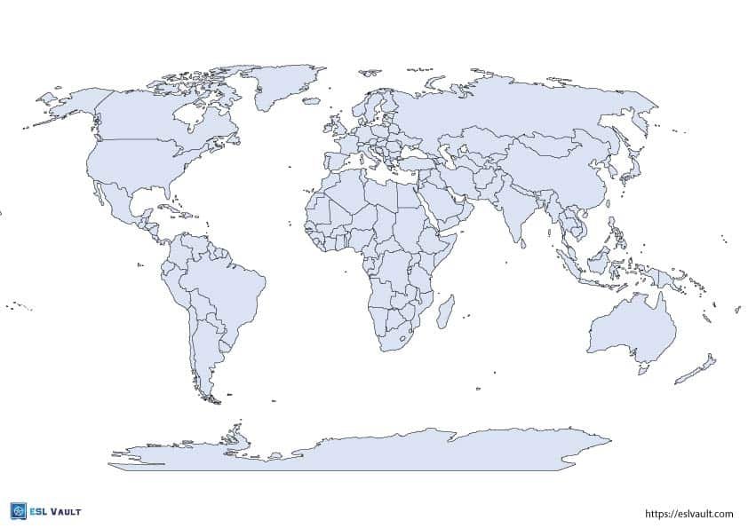 Free printable world map worksheet activities - ESL Vault