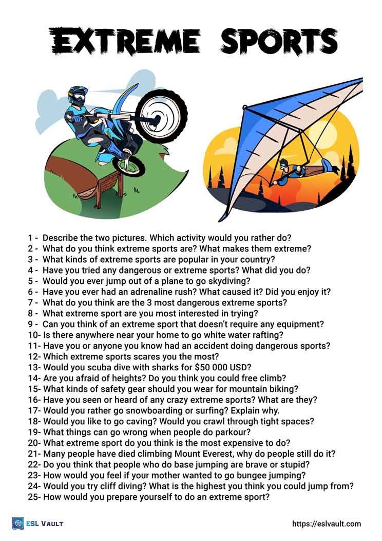 25-extreme-sports-conversation-questions-esl-vault