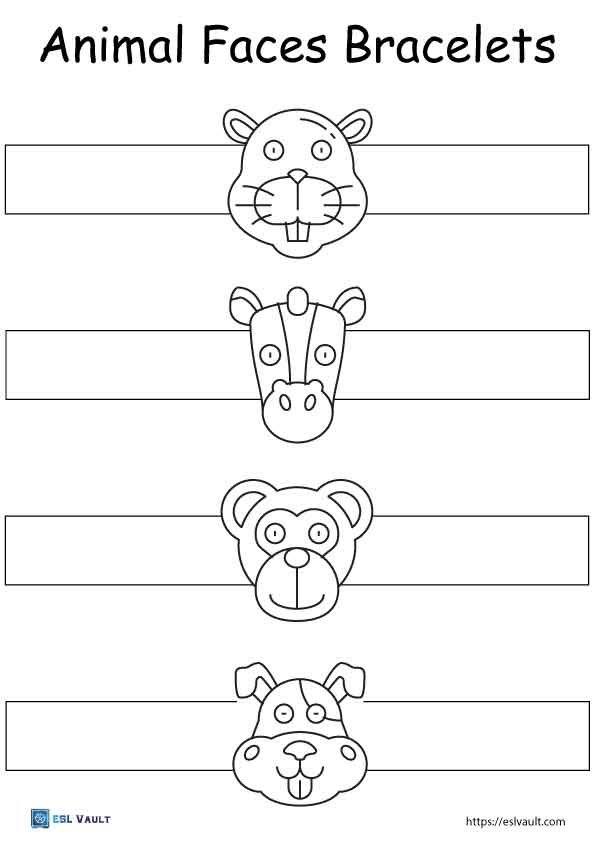free printable bracelets animal faces
