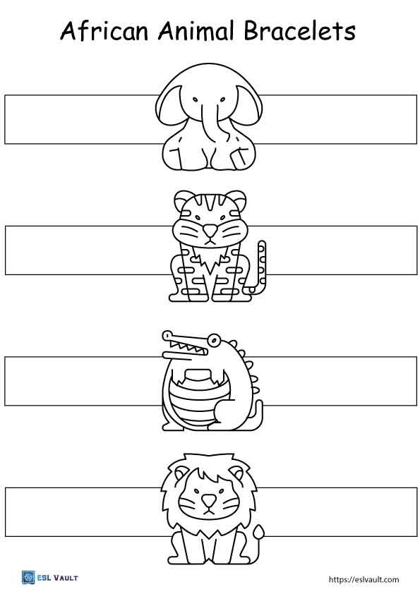 free printable bracelets african animals