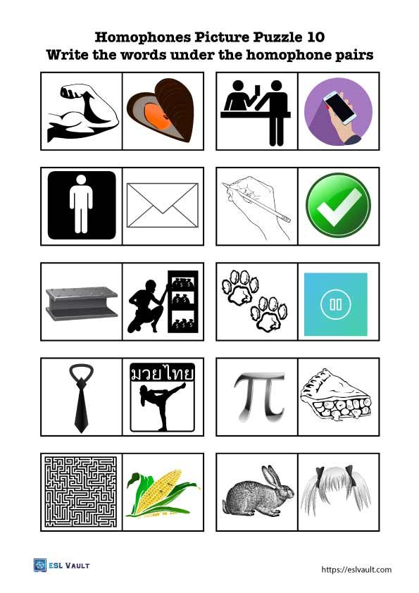 homophones pictures worksheet 10