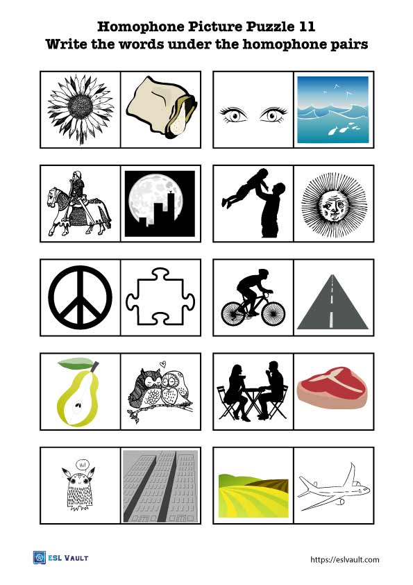 homophones worksheet with pictures 11
