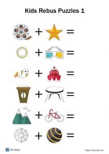 printable kids rebus puzzles worksheet