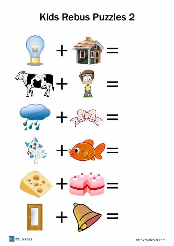 printable kids rebus puzzles sheet 2