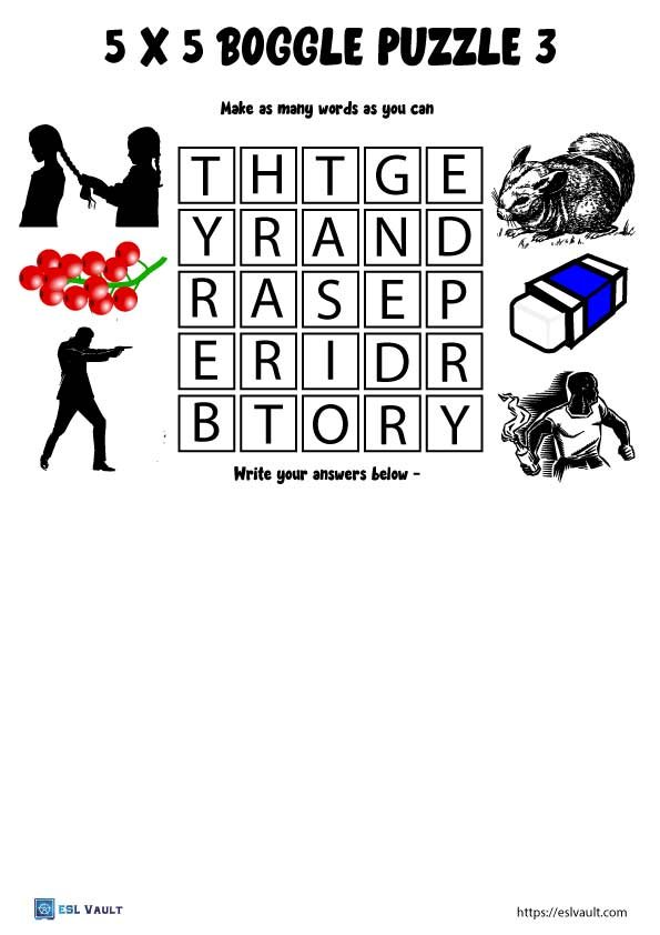 free 5 x 5 boggle puzzle 3