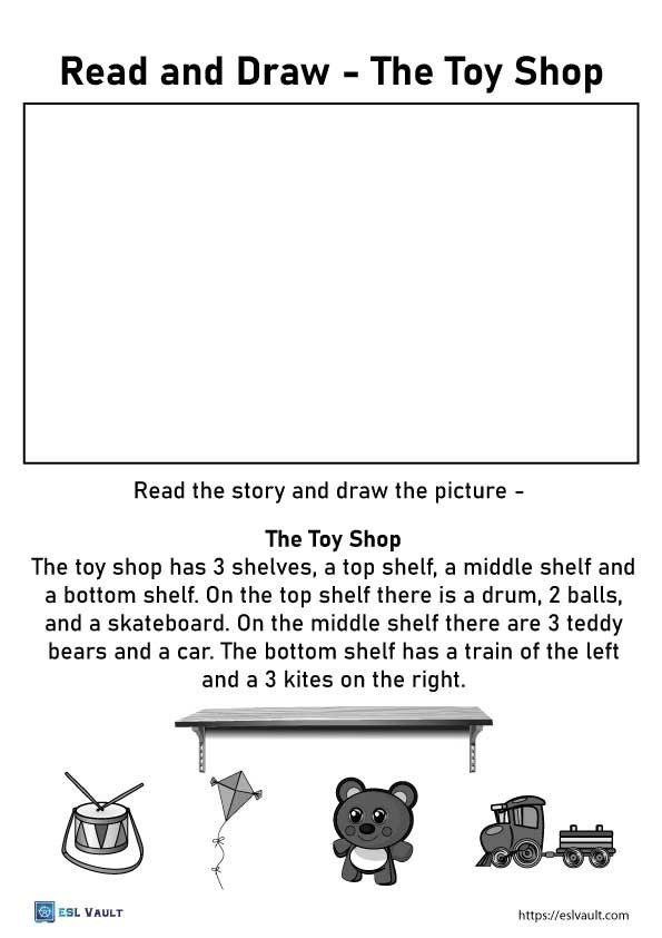 toy shop printable read and draw