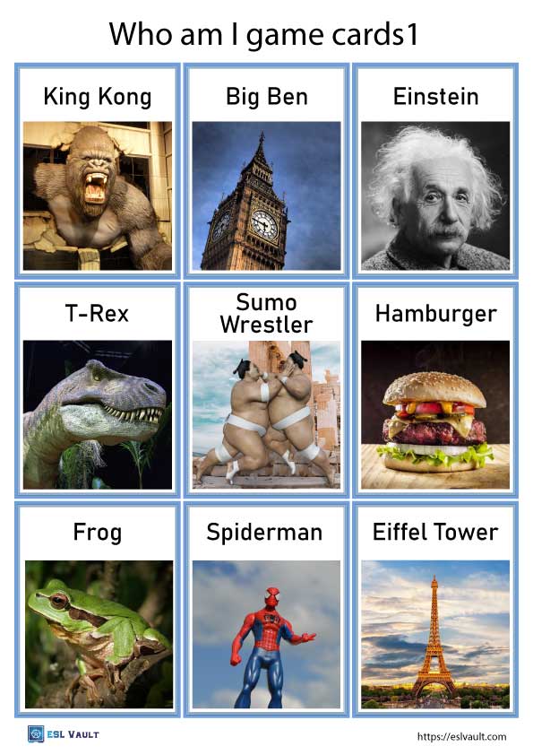 45 free who am I game cards ESL Vault