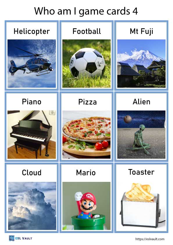 45 Free Who Am I Game Cards Esl Vault