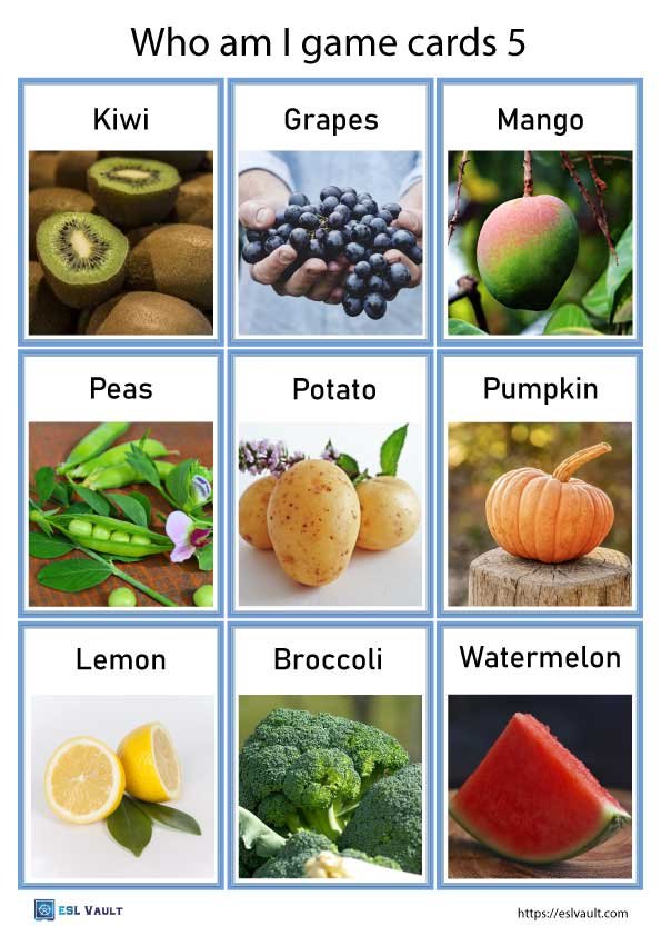 what am I game fruit and vegetables